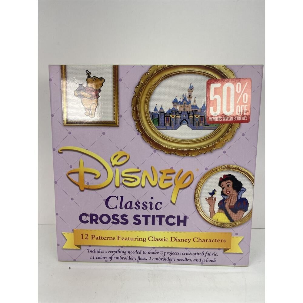 Disney Classic Cross Stitch Kit 12 Patterns Snow White Winnie Castle Tinkerbell